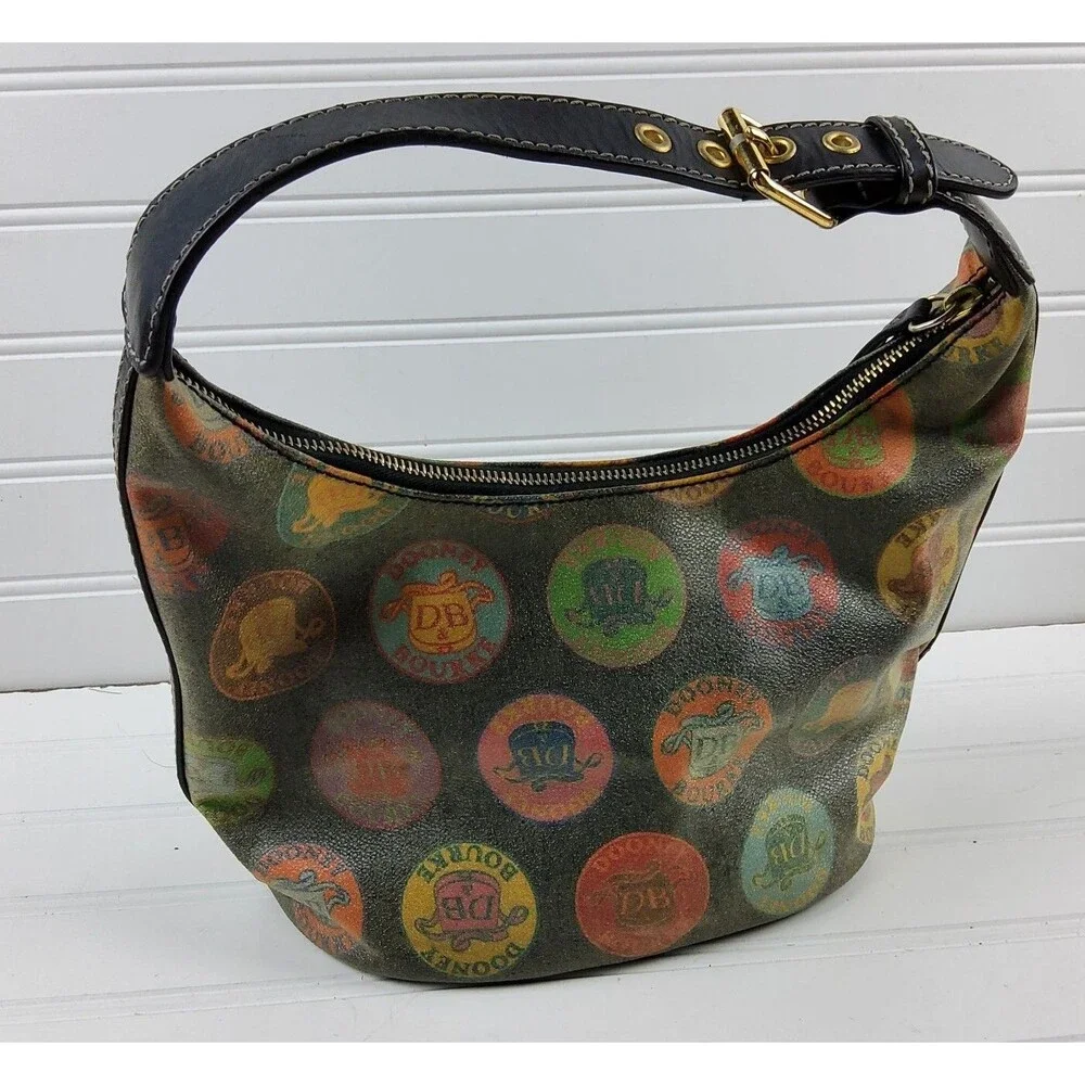 Dooney & Bourke Coated Canvas Hobo Shoulder Handbag Purse